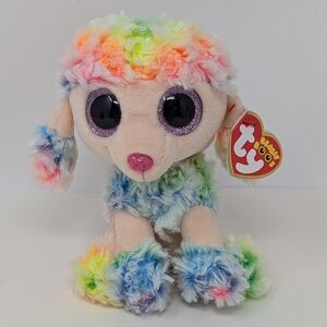 Ty Beanie Boo Rainbow Poodle Puppy Dog Plush Stuffed Animal with Tag
